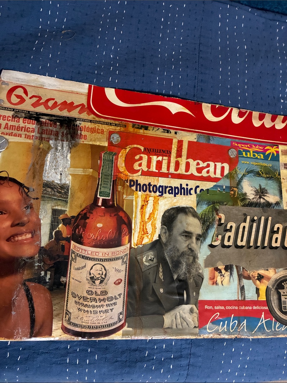 Caribbean Photographic Collage Wall Art - Red Accent